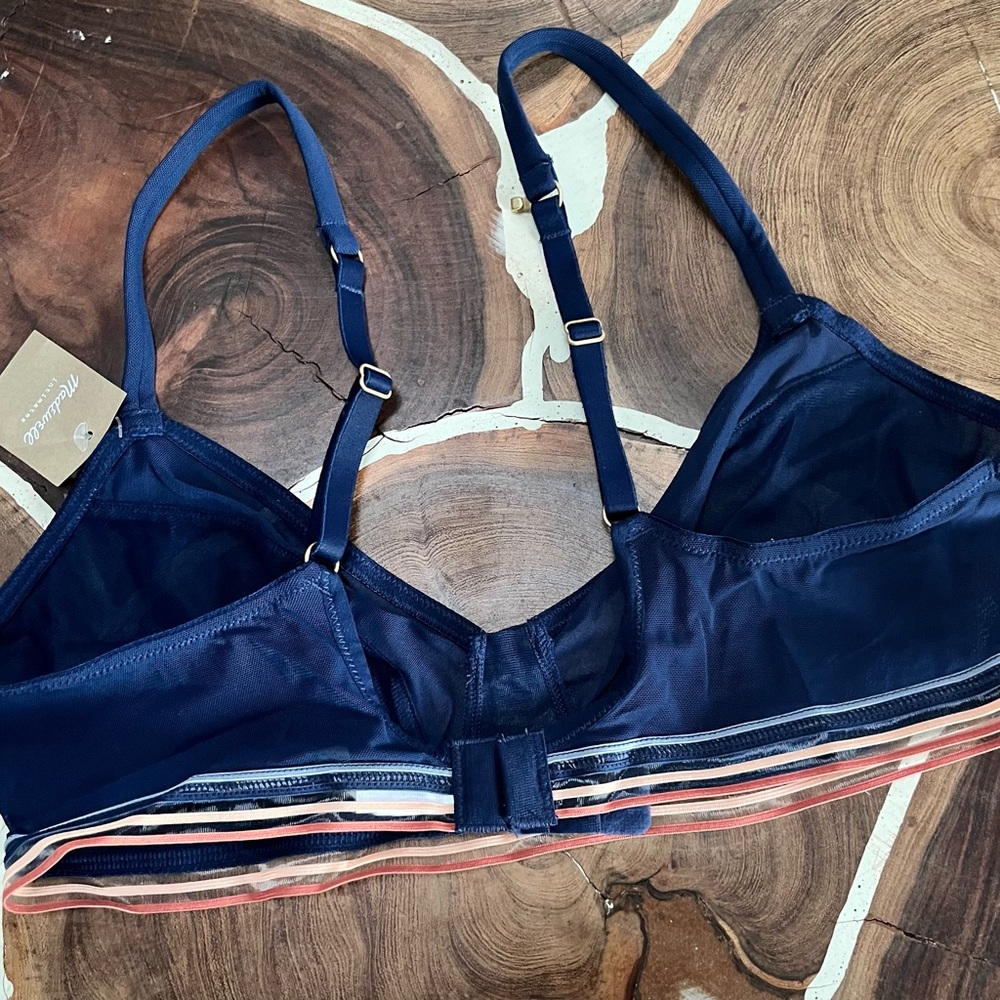 Madewell Nora Mesh Navy Blue Sheer Bra size M new with tags! - Picture 6 of 10